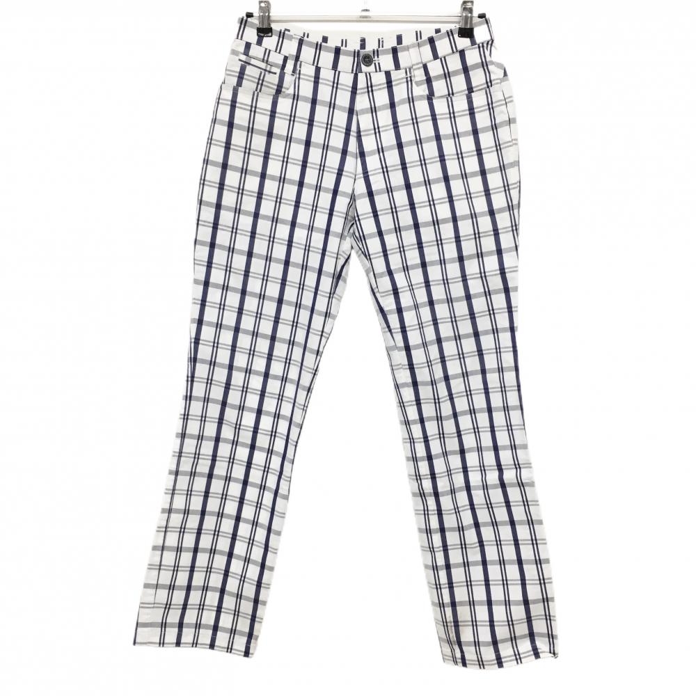 ルコック パンツ 白×ネイビー チェック ストレッチ メンズ 76 ゴルフウェア le coq sportif