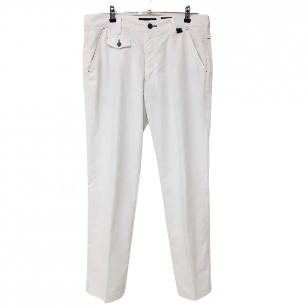 ルコック パンツ 白 ストライプ織生地 薄手 ポケット口・太もも・裾等汚れ メンズ 86 ゴルフウェア le coq sportif