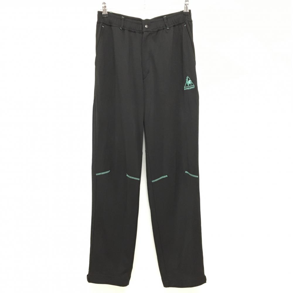 【超美品】ルコック パンツ 黒×グリーン ウエストゴム ステッチ メンズ O ゴルフウェア le coq sportif