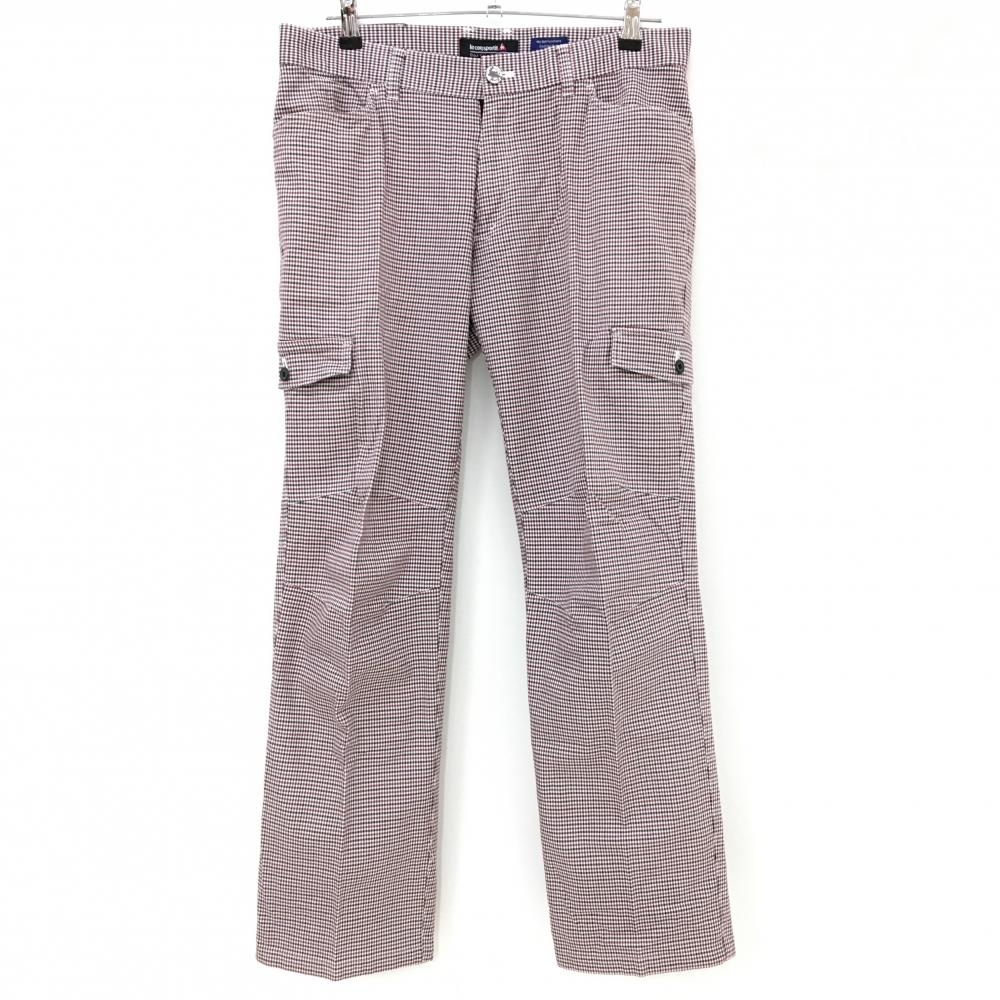 ルコックゴルフ カーゴパンツ レッド×黒 チェック メンズ 85 ゴルフウェア le coq sportif