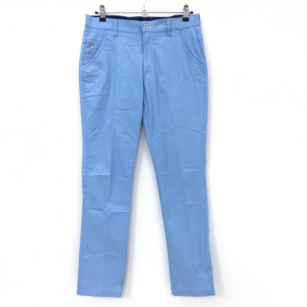 ルコックゴルフ パンツ ライトブルー×白 細千鳥格子 メンズ 82 ゴルフウェア le coq sportif