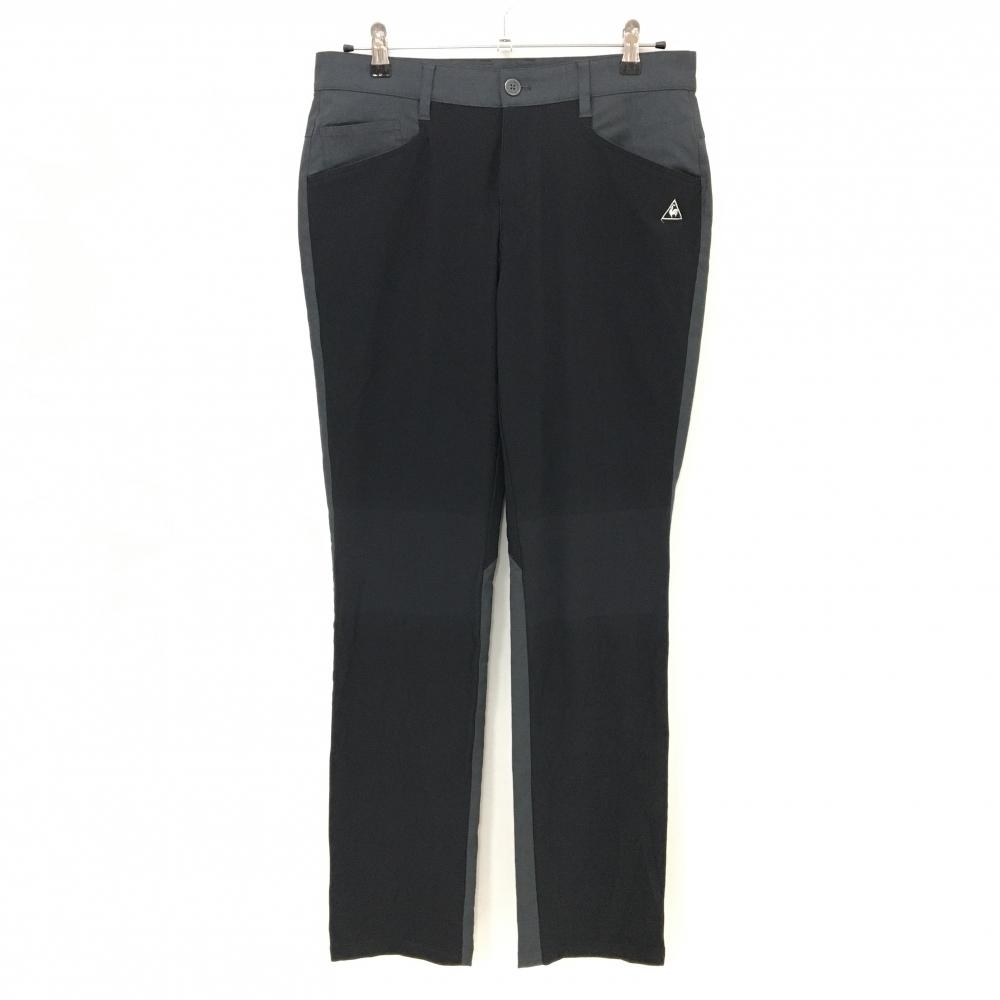 【美品】ルコック パンツ 黒×ダークグレー バイカラー ロゴ刺しゅう  メンズ 82 ゴルフウェア le coq sportif