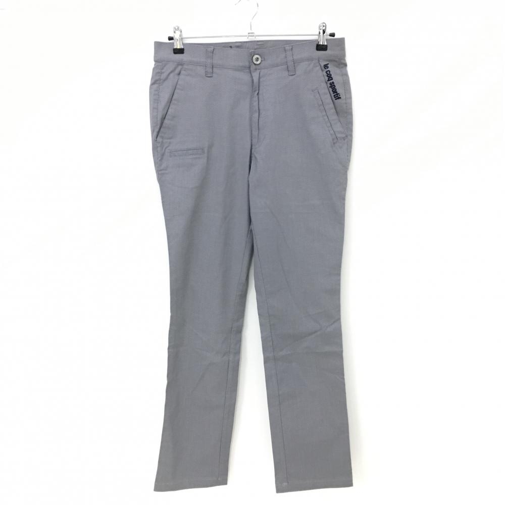 【超美品】ルコックゴルフ パンツ グレー 地模様 ネイビーロゴ ストレッチ  メンズ M ゴルフウェア le coq sportif
