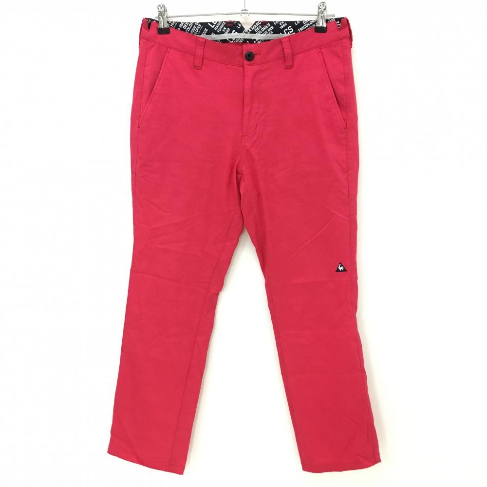 【美品】ルコックゴルフ パンツ ピンク 総柄地模様 ストレッチ  メンズ 79 ゴルフウェア le coq sportif