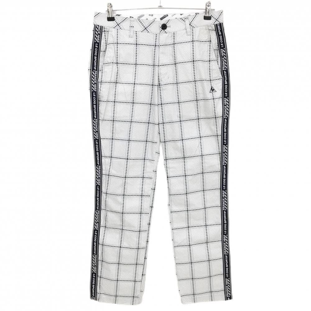 ルコックゴルフ パンツ グレー×黒 チェック サイドロゴライン ストレッチ メンズ 82 ゴルフウェア le coq sportif