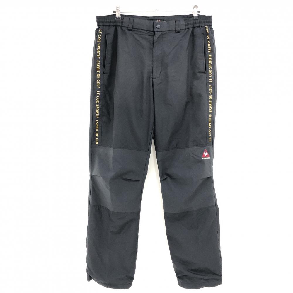 ルコックゴルフ パンツ 黒×イエロー サイドロゴ メッシュ裏地 裾ドローコード メンズ LL ゴルフウェア le coq sportif