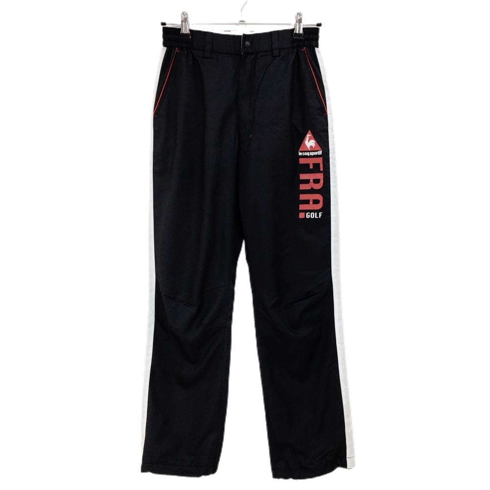 ルコックゴルフ パンツ 黒×白 サイドライン 裾ドローコード ウエストサイドゴム メンズ M ゴルフウェア le coq sportif