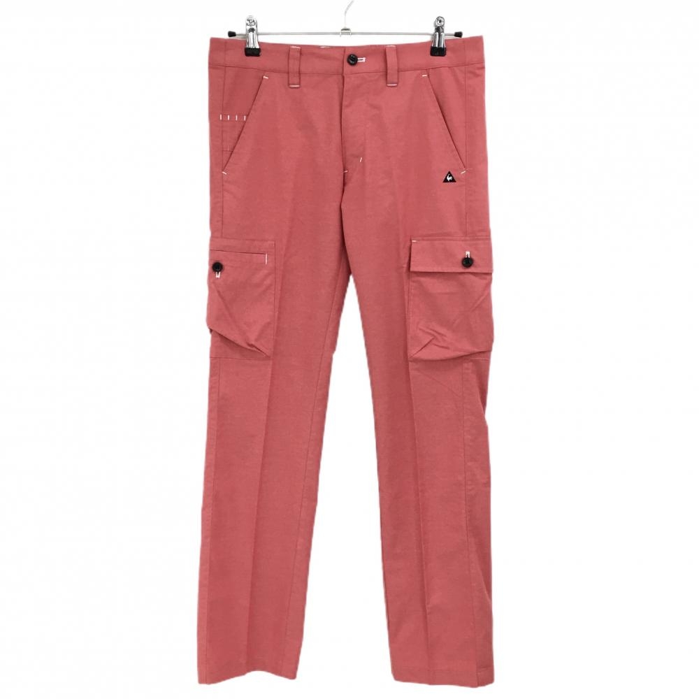 【超美品】ルコックゴルフ カーゴパンツ 杢レッド ロゴ刺しゅう ティー装着可 メンズ 76 ゴルフウェア le coq sportif