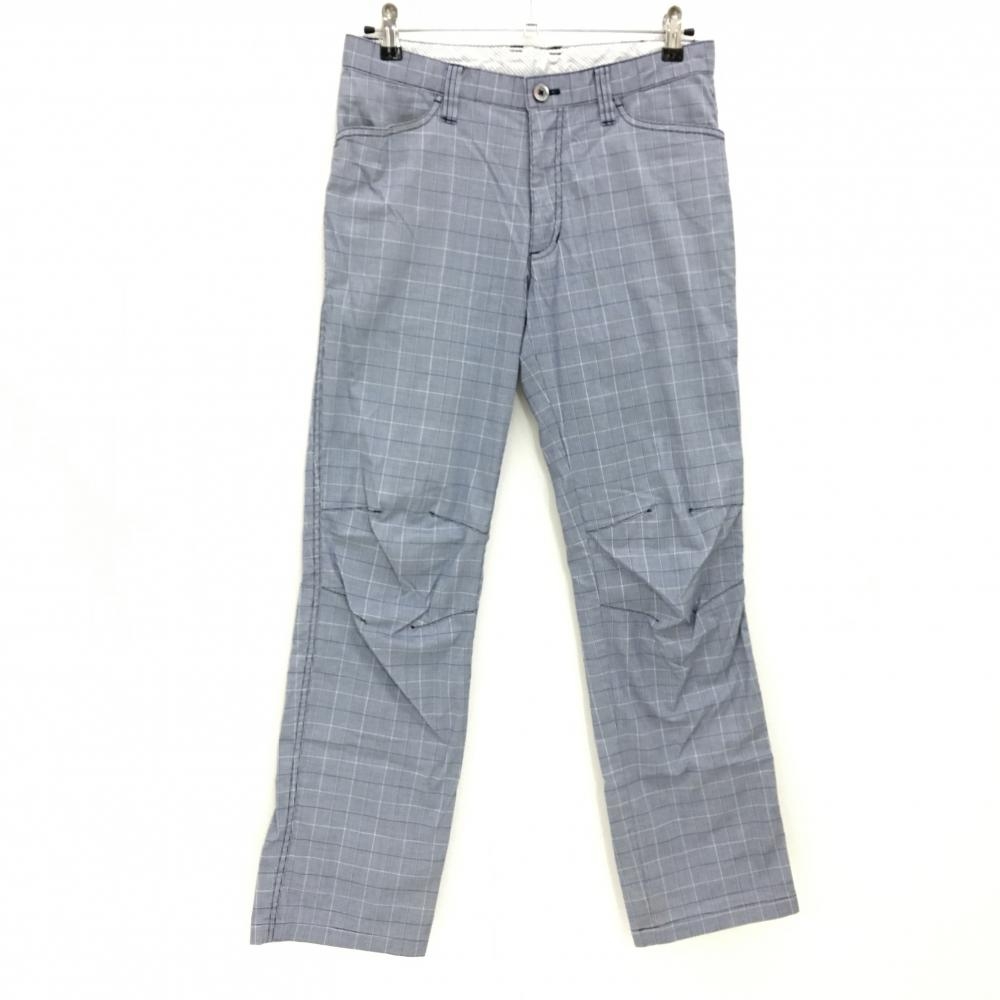 【美品】ルコックゴルフ パンツ ネイビー×白 チェック ストレッチ  メンズ 79 ゴルフウェア le coq sportif