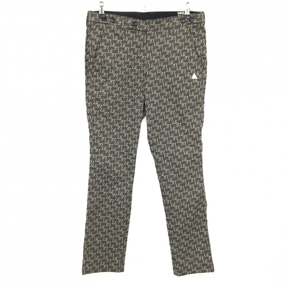 【超美品】ルコックゴルフ パンツ ブラウン系 ロゴ総柄 メンズ 82 ゴルフウェア le coq sportif