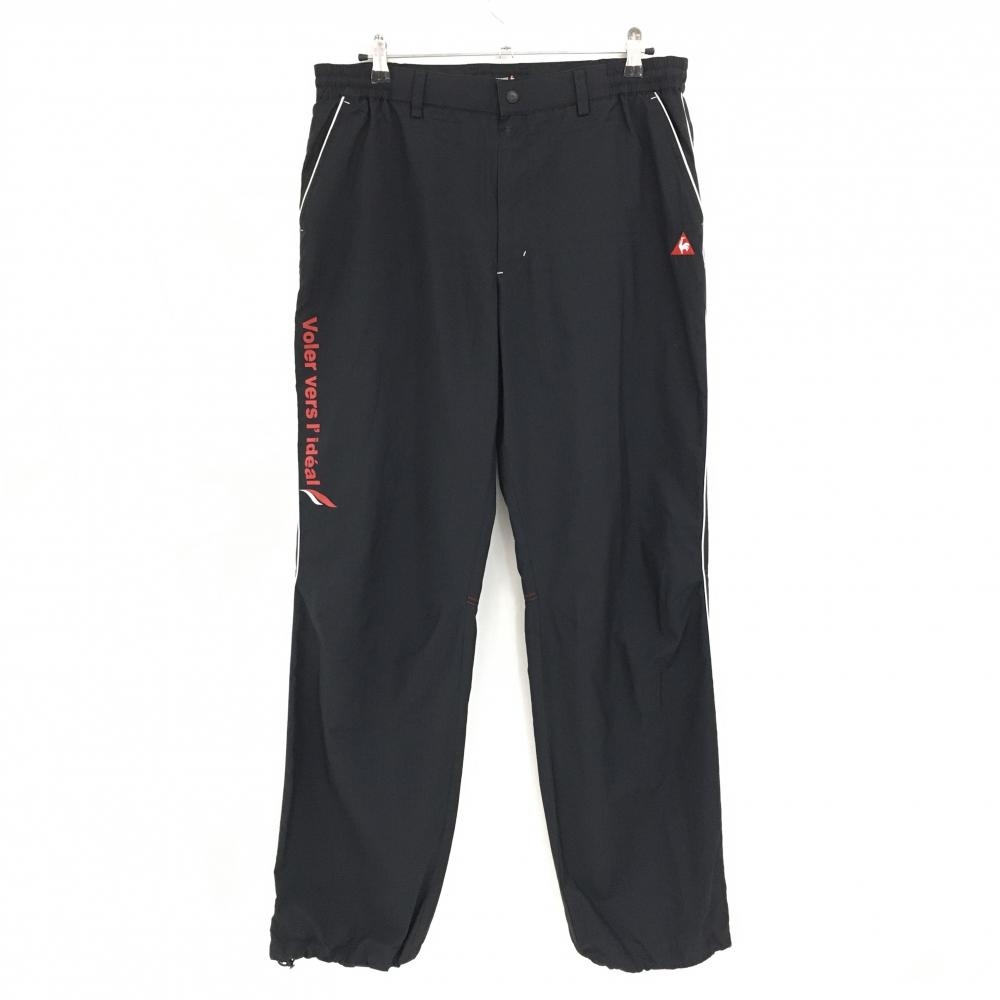 ルコックゴルフ パンツ 黒 ストライプ地模様 裏地メッシュ 裾ドローコード メンズ LL ゴルフウェア le coq sportif