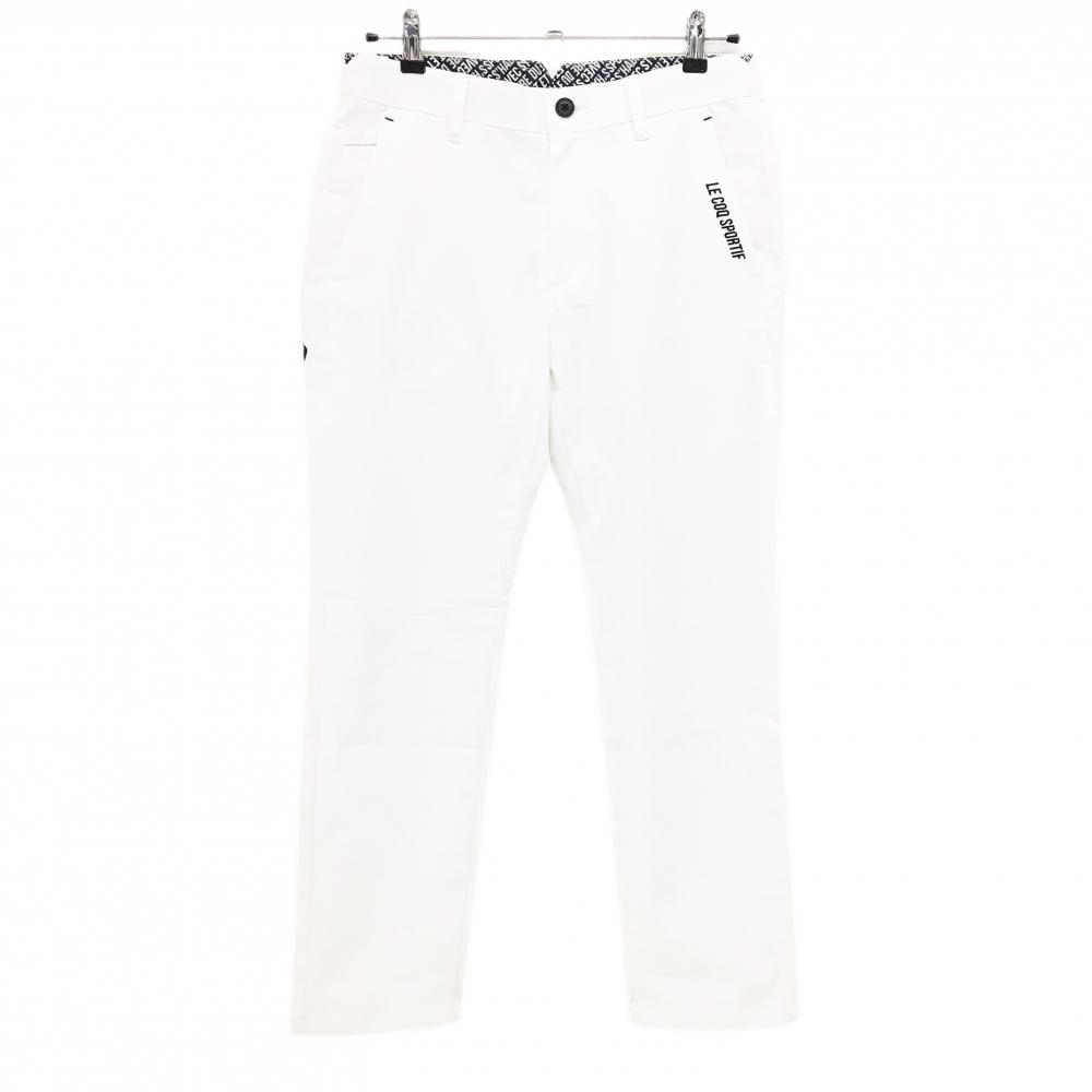 【美品】ルコックゴルフ パンツ 白 ストレッチ ロゴネイビー メンズ 79 ゴルフウェア le coq sportif