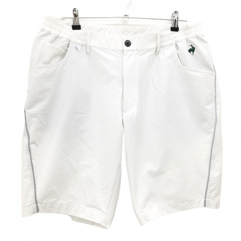 ルコック ハーフパンツ オフホワイト 細目ブロックチェック地模様 ストレッチ  メンズ LL ゴルフウェア le coq sportif