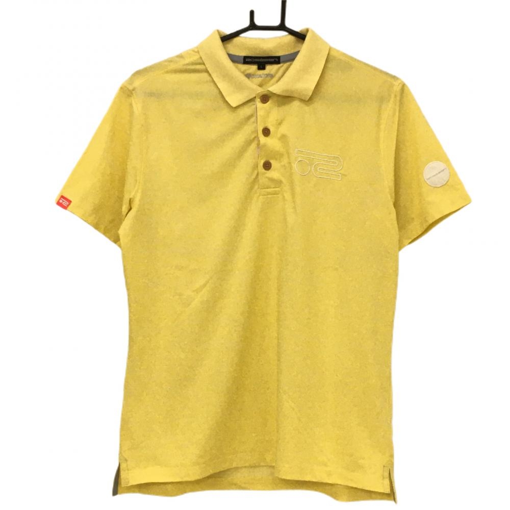 ロサーセン 半袖ポロシャツ イエロー 地模様 ロゴ刺しゅう 袖ワッペン coolcore  メンズ L ゴルフウェア Rosasen 画像
