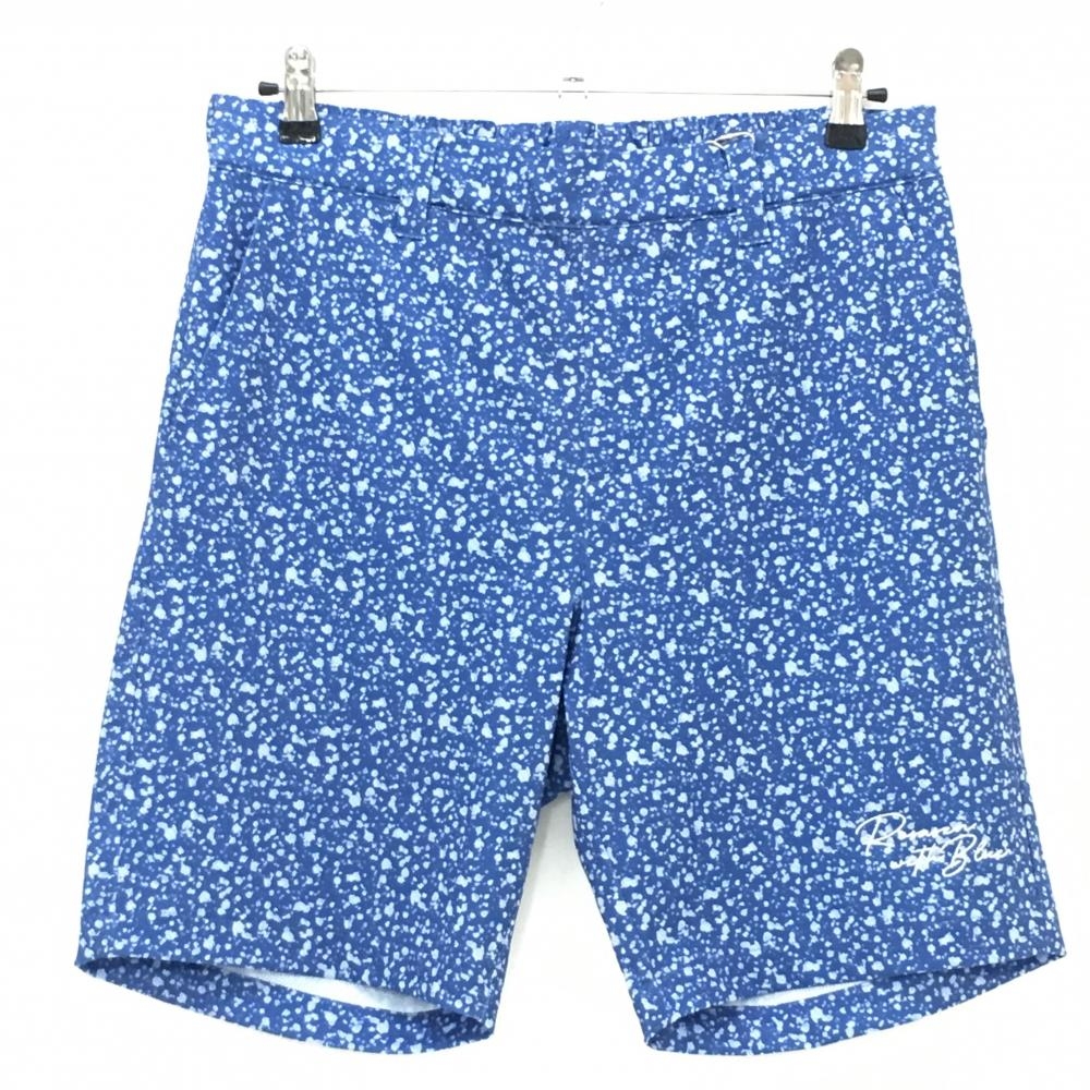 【新品】ロサーセン ハーフパンツ ブルー×ライトブルー 総柄 裾刺しゅう メッシュ生地 メンズ 82 ゴルフウェア Rosasen
