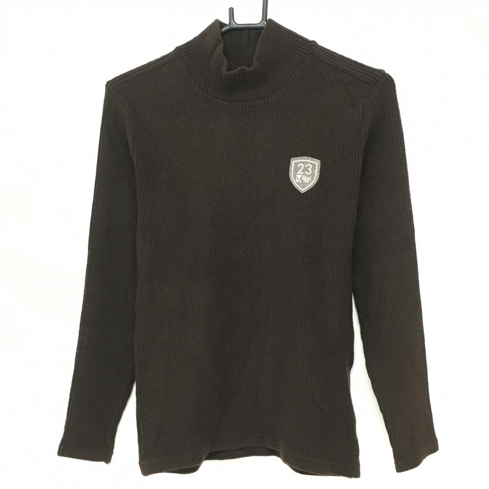 【美品】23区ゴルフ ハイネックニットセーター ブラウン ロゴ刺しゅう レディース II(L) ゴルフウェア 23区