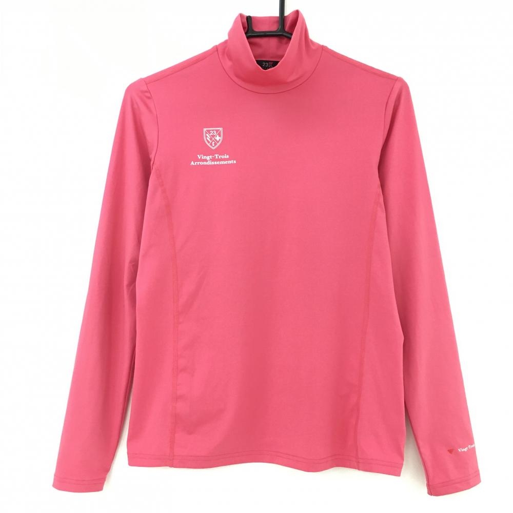 23区スポーツ 長袖ハイネックシャツ ピンク ロゴプリント インナー  レディース II(L) ゴルフウェア 23区