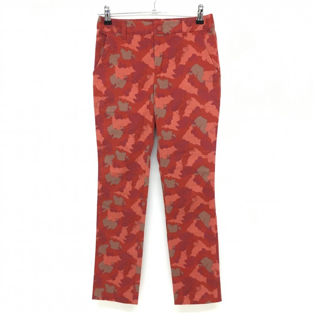 【美品】23区ゴルフ パンツ レッド×ライトブラウン 迷彩柄 カモフラ コットン混  レディース 61 ゴルフウェア 23区