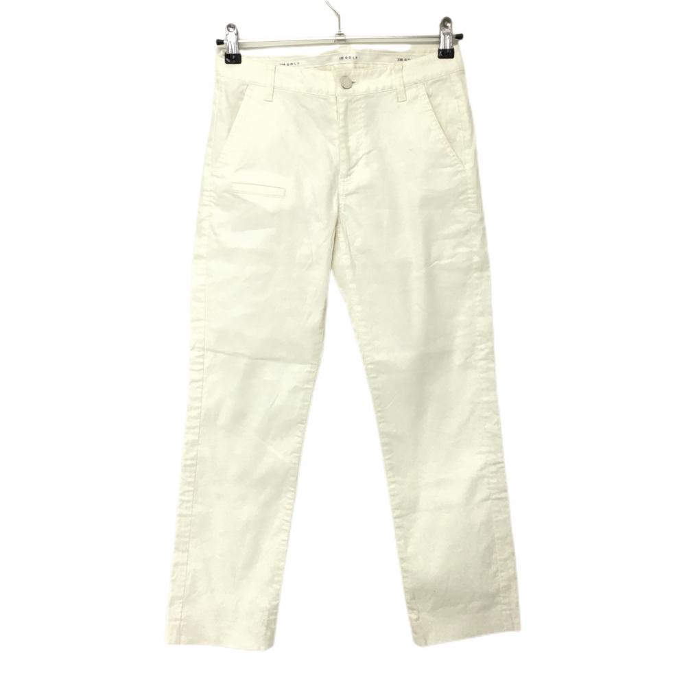 23区ゴルフ パンツ 白 ロゴグレー ストレッチ  レディース 58(XS) ゴルフウェア 23区