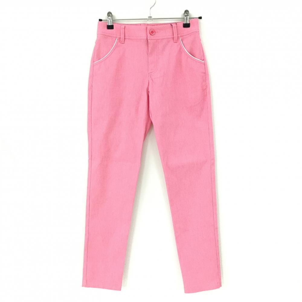 【新品】23区ゴルフ パンツ ピンク×白 細ストライプ地模様 ストレッチ レディース 61 ゴルフウェア 23区