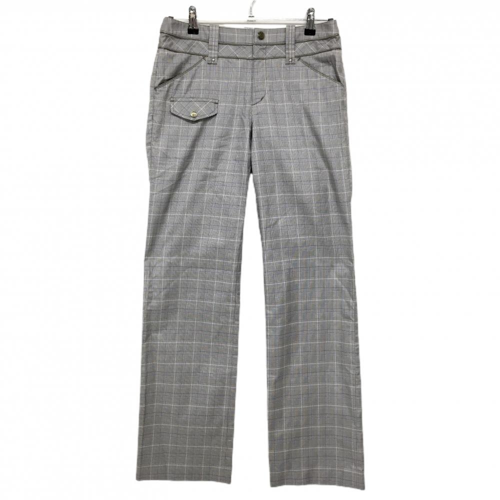 【超美品】23区スポーツ パンツ グレー×パープル チェック柄 ウエストパイピング  レディース 67(L) ゴルフウェア 23区