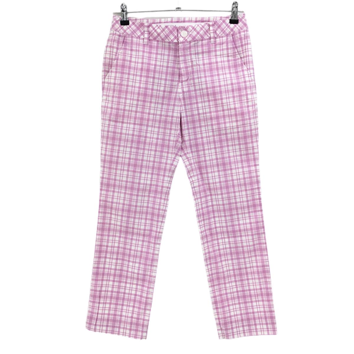 23区 パンツ ピンク×白 チェック レディース 61 ゴルフウェア 23区