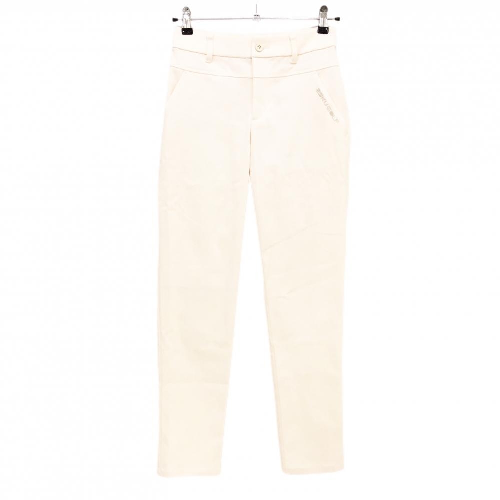 【超美品】23区ゴルフ パンツ アイボリー ポケット口ロゴ刺しゅう ストレッチ  レディース 61(S) ゴルフウェア 23区