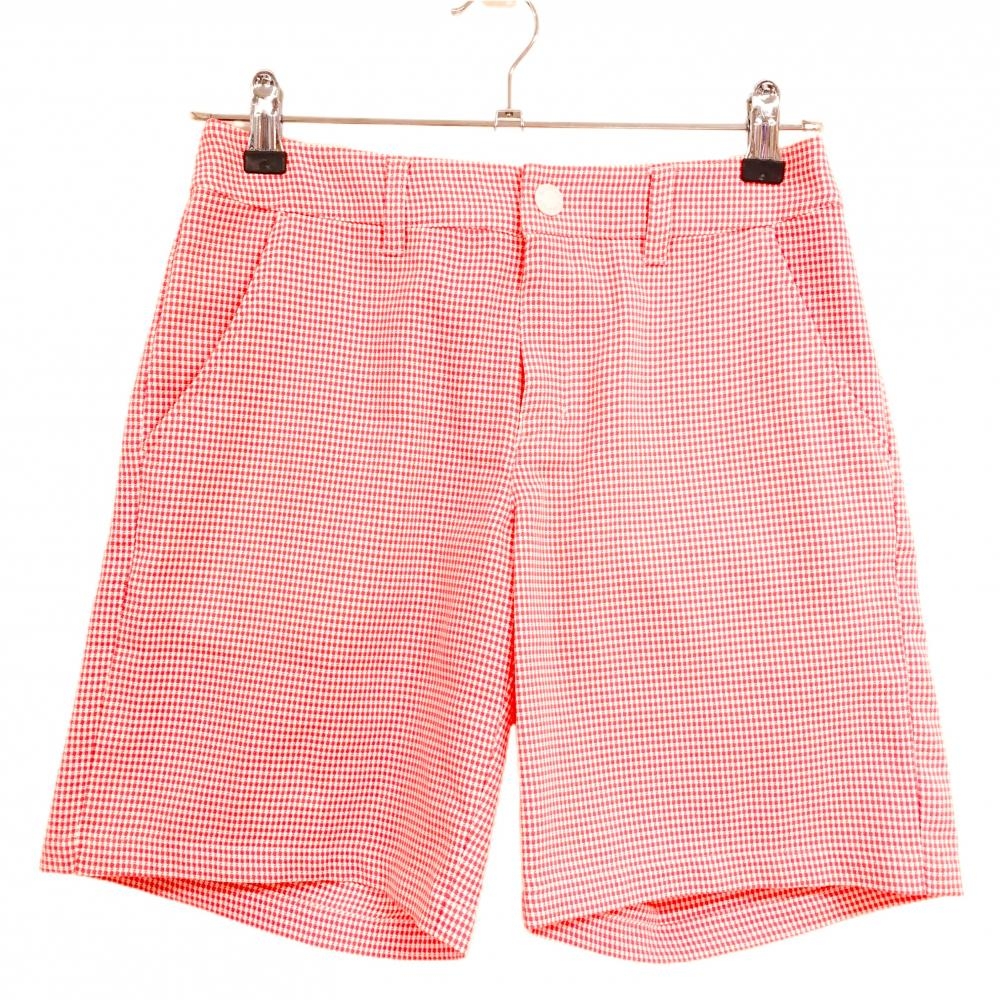 【超美品】23区ゴルフ ハーフパンツ 白×レッドピンク 総柄 バックロゴ刺しゅう レディース 61(S) ゴルフウェア 23区