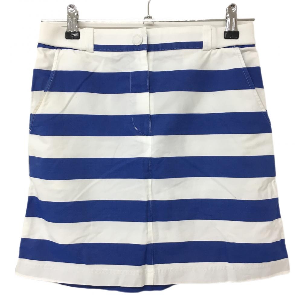 23区ゴルフ スカート ブルー×白 ボーダー柄 総柄 サイドリブ レディース 1(M) ゴルフウェア 23区