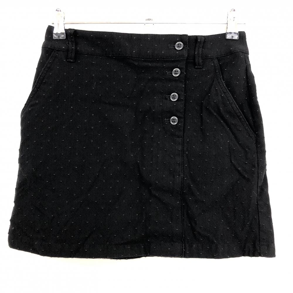 23区ゴルフ スカート 黒 ギザギザ織生地×ドット刺しゅう総柄 ストレッチ レディース 64 ゴルフウェア 23区