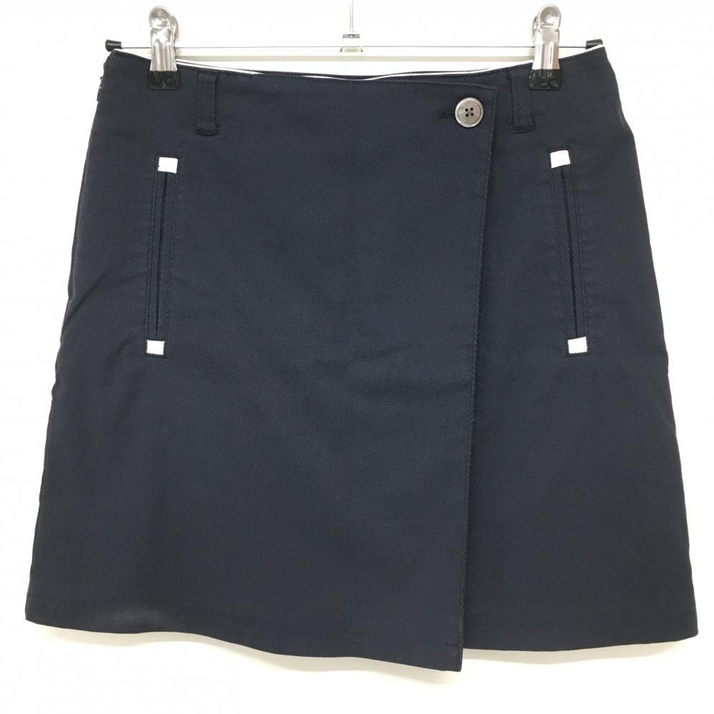 23区ゴルフ スカート ネイビー×白 織生地 裏地付き ストレッチ シャツストッパー付き  レディース 61 ゴルフウェア 23区