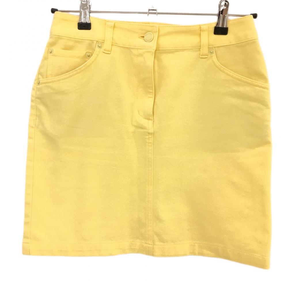 【美品】23区スポーツ ストレッチスカート イエロー 無地 コットン混 レディース 61(S) ゴルフウェア 23区