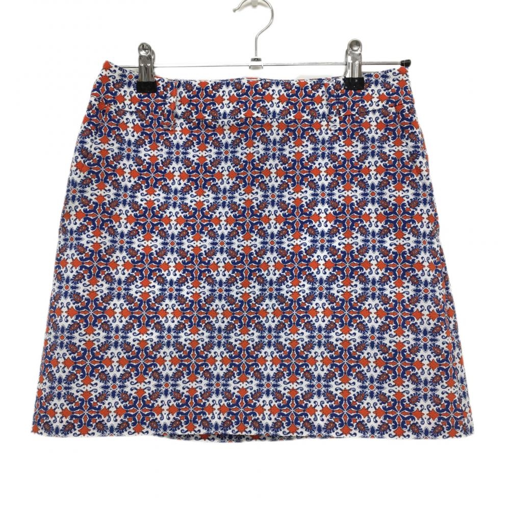 【超美品】23区ゴルフ スカート レッド×ブルー 総柄 サッカー生地 レディース 61 ゴルフウェア 23区
