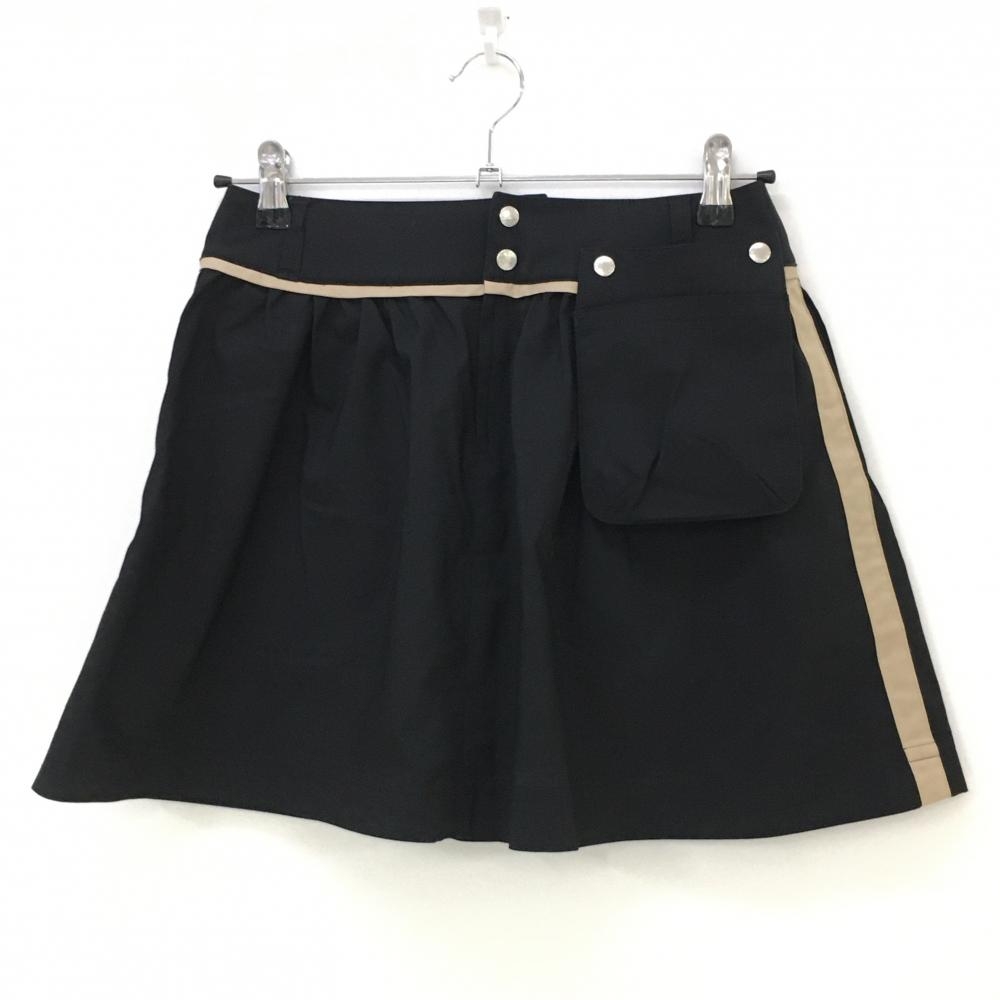 23区 スカート 黒×ベージュ サイドライン ポケット取り外し可 レディース 61 ゴルフウェア 23区