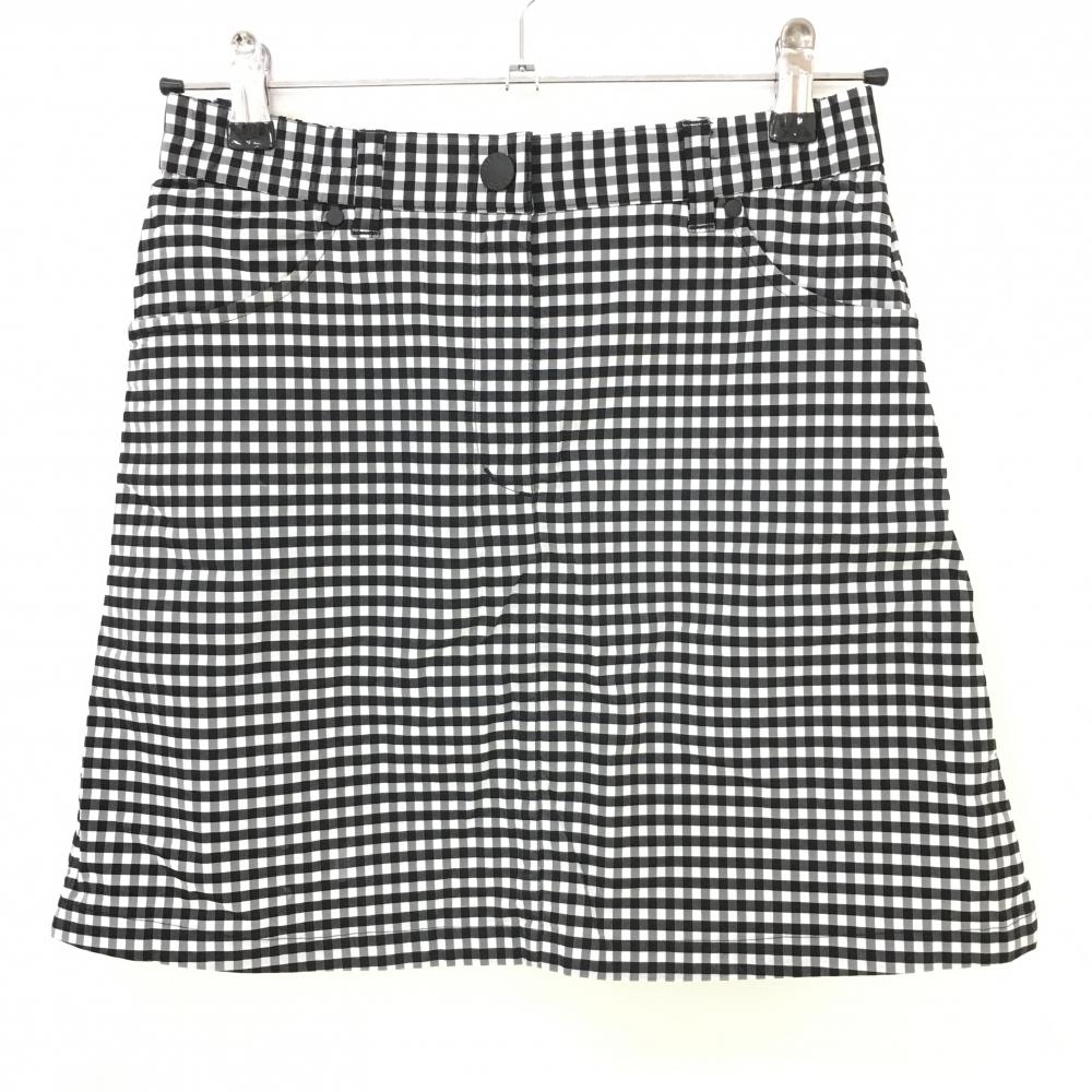 23区ゴルフ スカート 黒×白 チェック柄 サッカー生地 バックロゴ 裏地付き レディース I(M) ゴルフウェア 23区