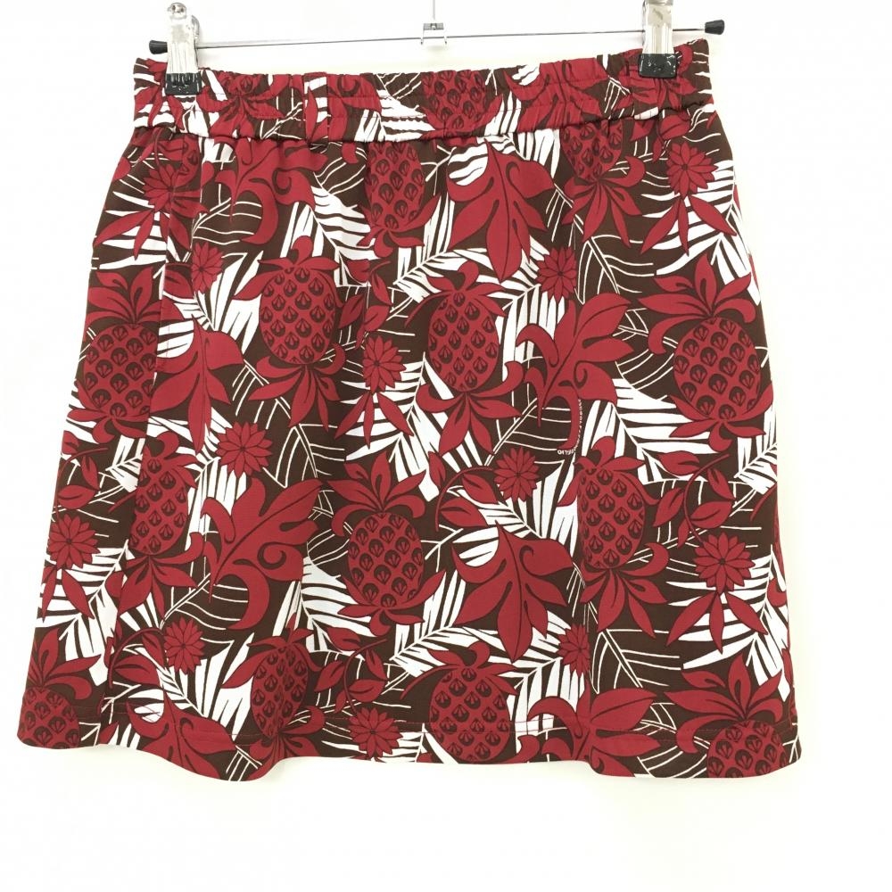 【超美品】23区ゴルフ スカート レッド×ブラウン 総柄 裏地付 レディース I(M) ゴルフウェア 23区