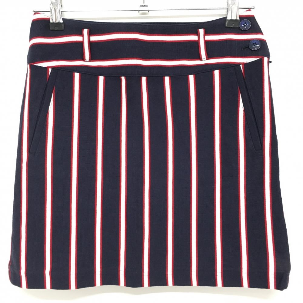 23区ゴルフ ニットスカート ネイビー×白 ストライプ レディース 61(S) ゴルフウェア 23区