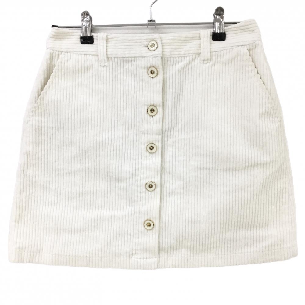 【美品】23区ゴルフ コーデュロイスカート 白 フロントボタンデザイン  レディース 64(M) ゴルフウェア 23区