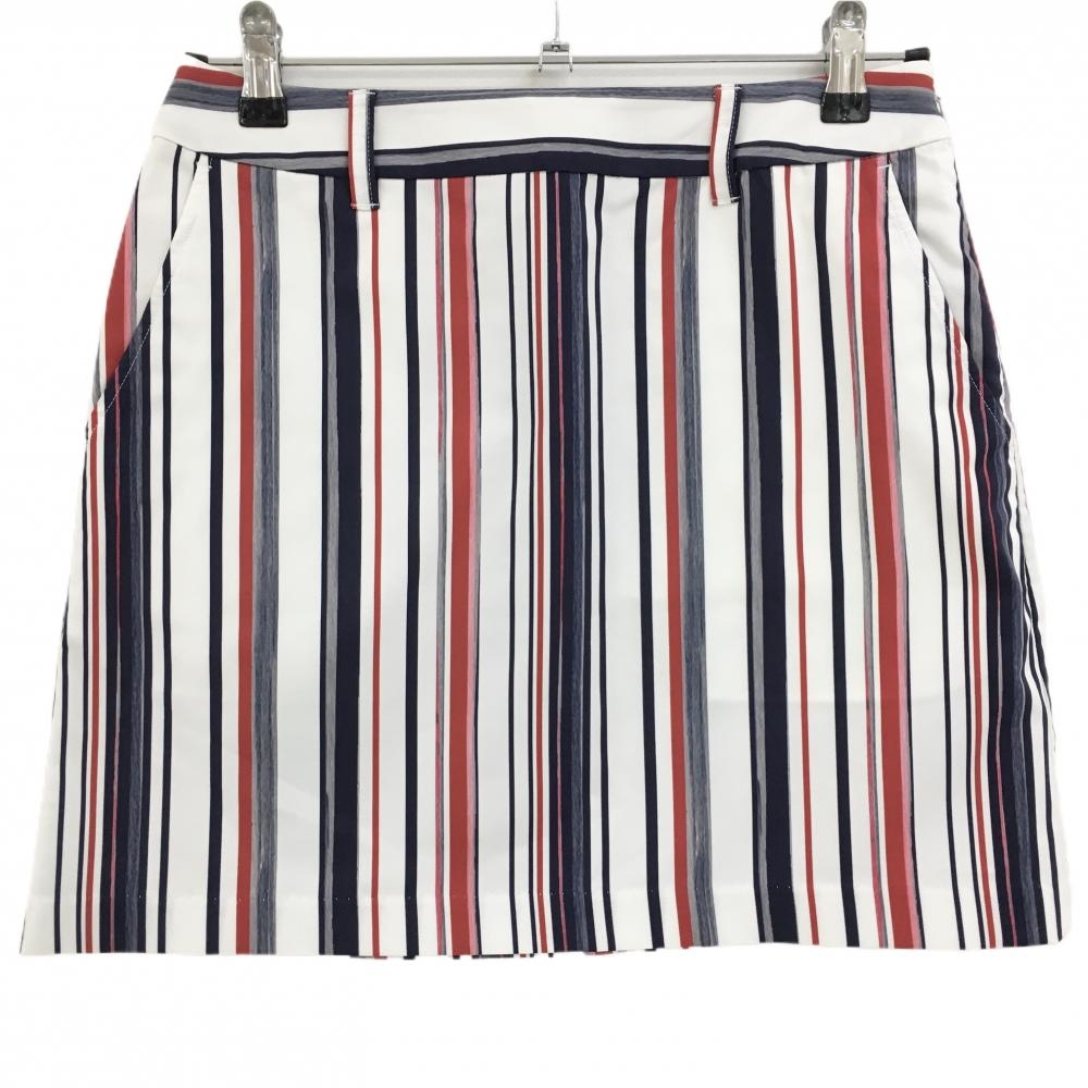 【美品】23区ゴルフ スカート 白×ネイビー×レッド ストライプ ストレッチ  レディース 61(S) ゴルフウェア 23区