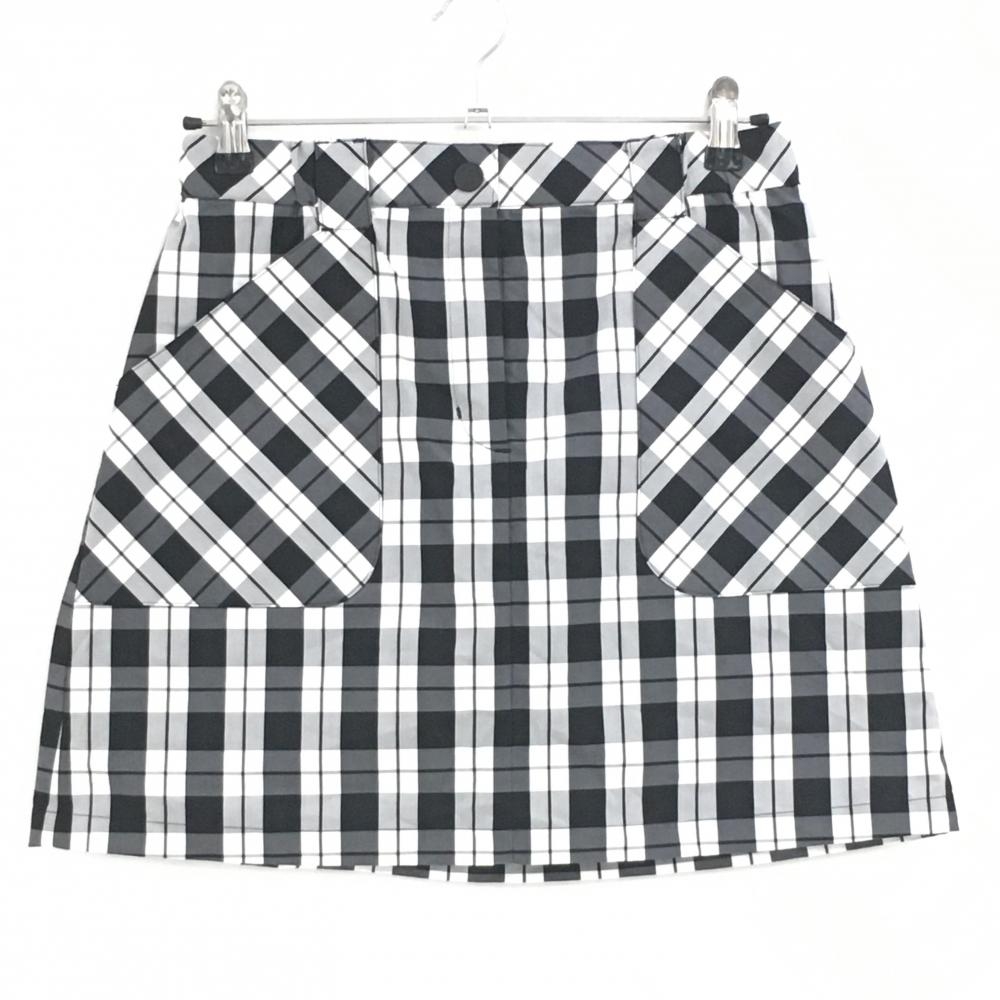 【超美品】23区ゴルフ スカート 白×黒 チェック レディース III(XL) ゴルフウェア 23区