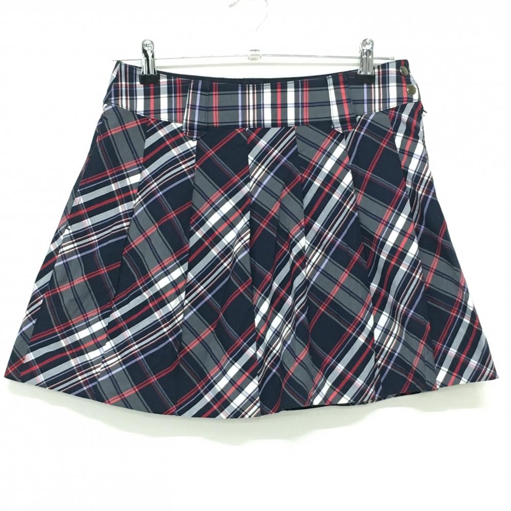 【超美品】23区スポーツ プリーツスカート ネイビー×白 チェック ストレッチ 内側インナーパンツ  レディース M ゴルフウェア 23区