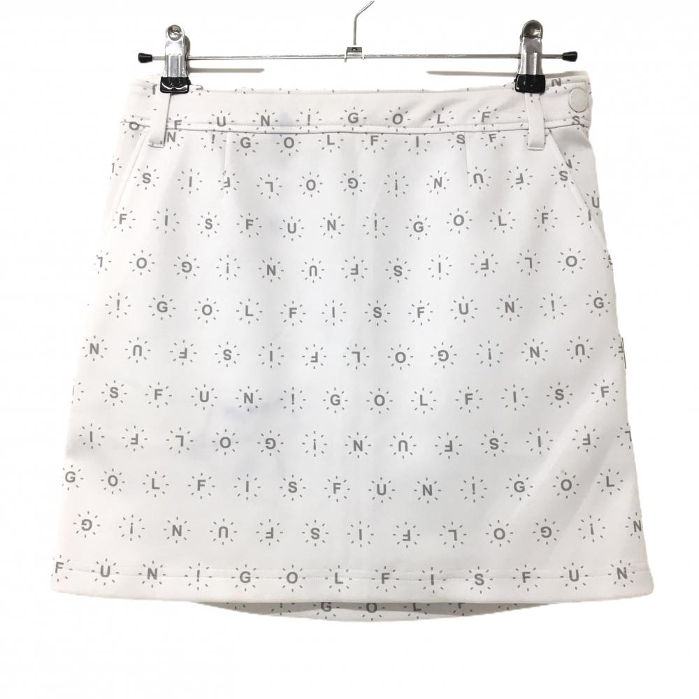 23区ゴルフ スカート 白×グレー ロゴ総柄 ストレッチ  レディース II(L) ゴルフウェア 23区