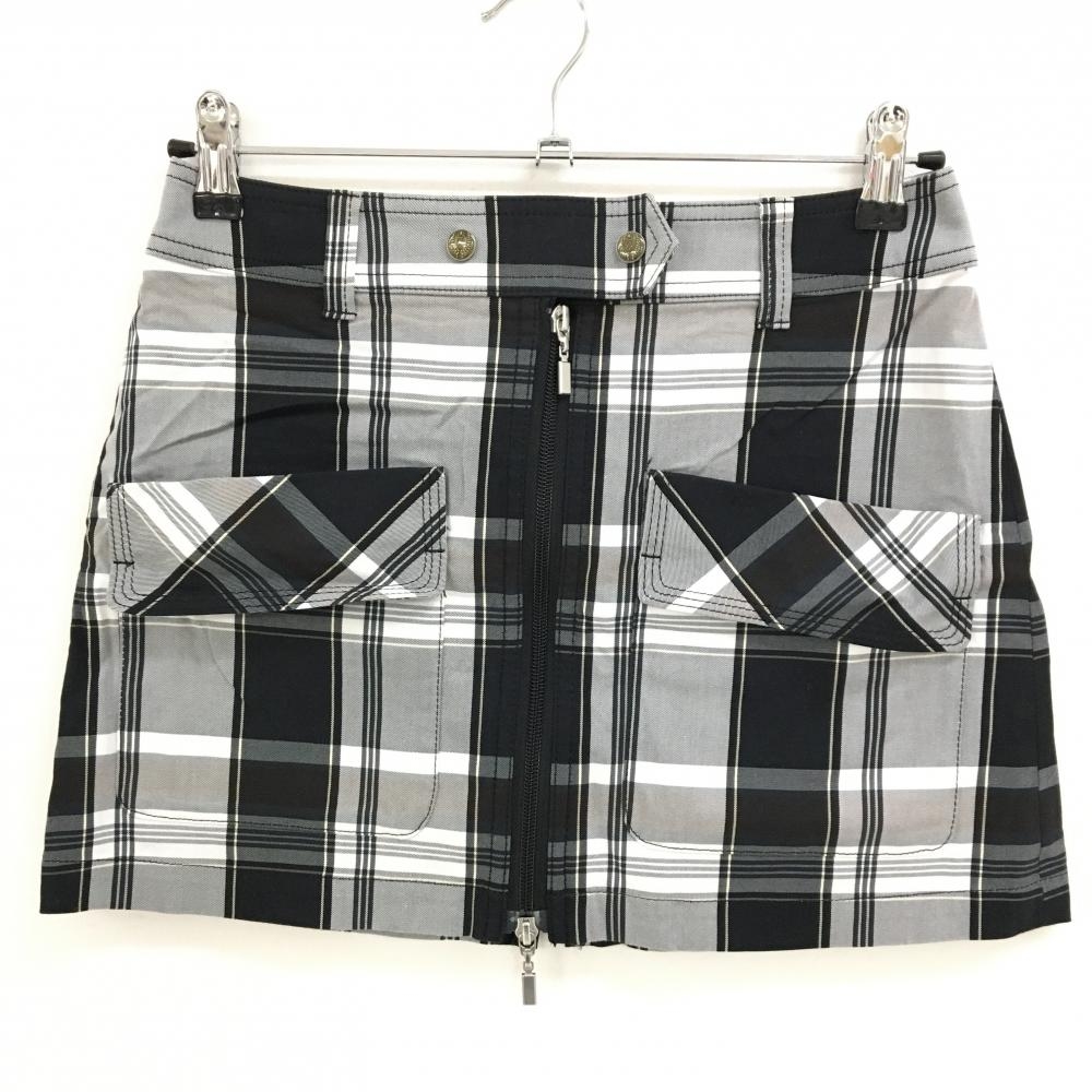 【超美品】23区スポール スカート 白×黒 チェック柄 センタージップ レディース M ゴルフウェア 23区
