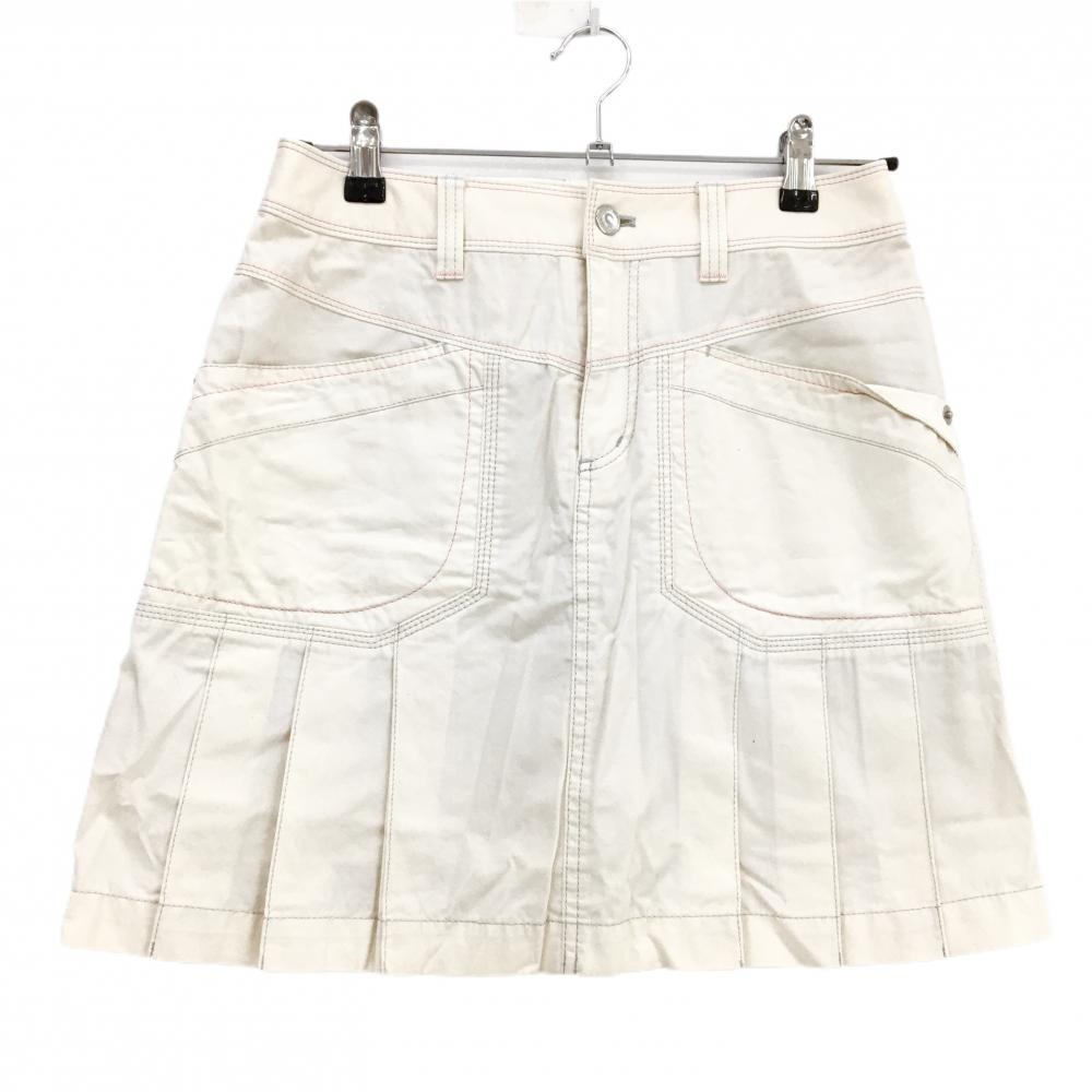 23区スポーツ スカート アイボリー 裾プリーツ カラーステッチ ストレッチ 内側インナーパンツ レディース 67(L) ゴルフウェア 23区