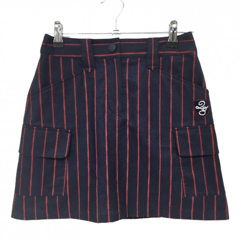 【美品】23区スポーツ カーゴスカート ネイビー×レッド ストライプ  レディース 55(XXS) ゴルフウェア 23区