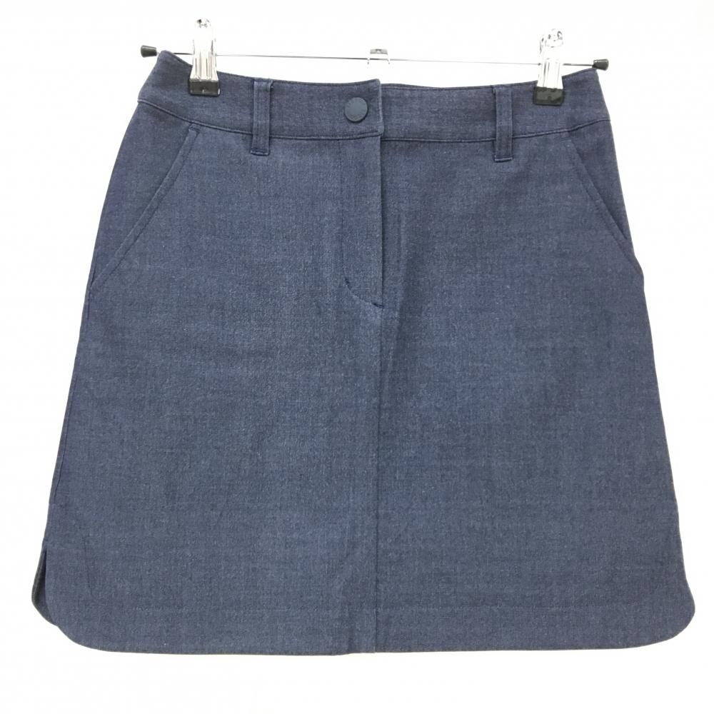 【超美品】23区ゴルフ スカート 杢ネイビー×ピンク ストレッチ ワッペン レディース 58(XS) ゴルフウェア 23区