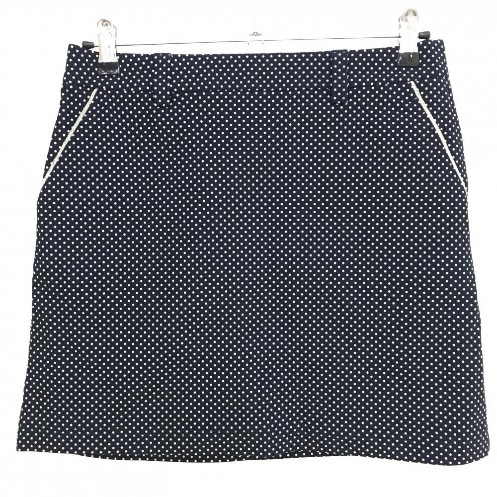 【超美品】アシュワース スカート ネイビー×アイボリー バックロゴ ストレッチ レディース M ゴルフウェア ASHWORTH