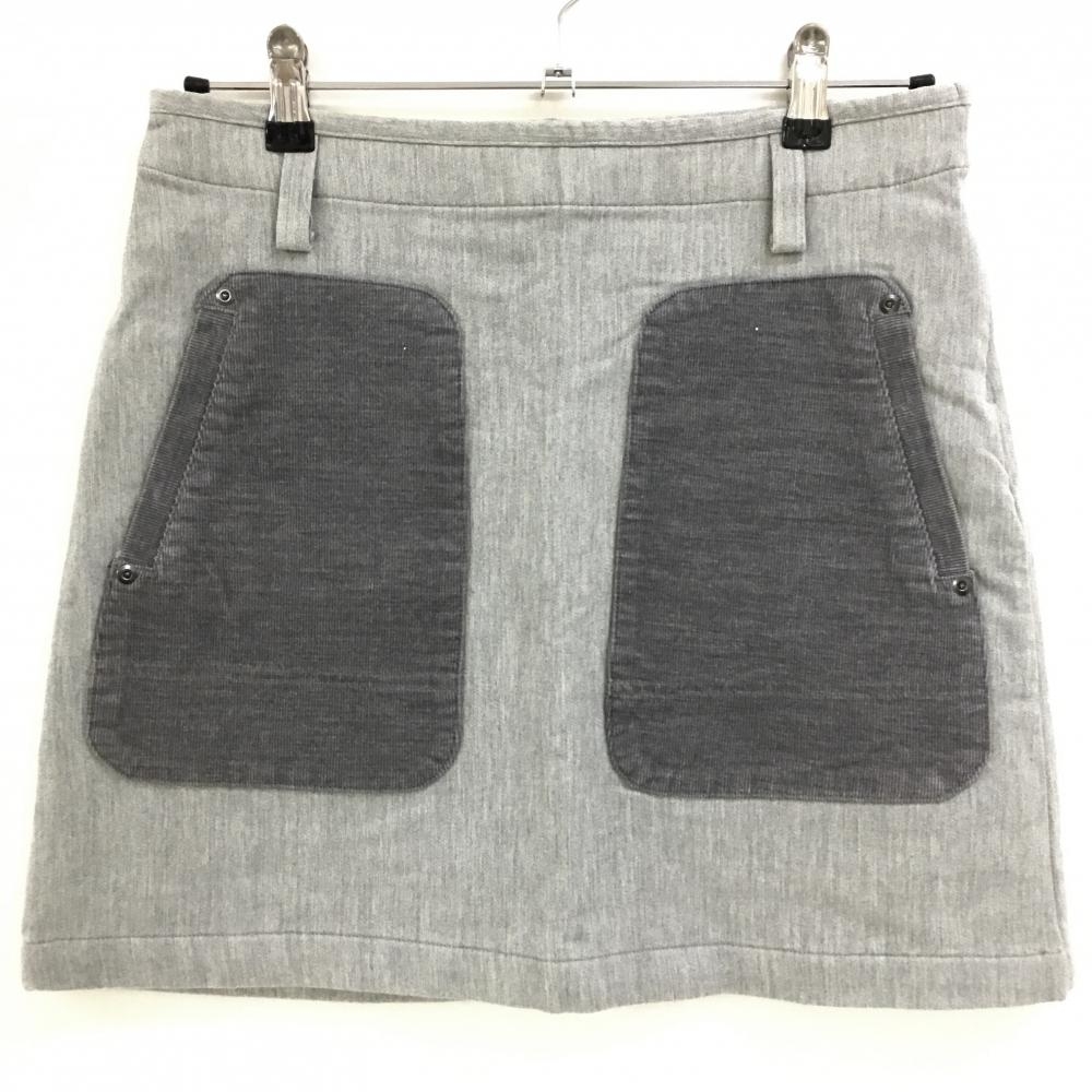 【超美品】アシュワース スカート ライトグレー×グレー ポケットコーデュロイ レディース M ゴルフウェア ASHWORTH