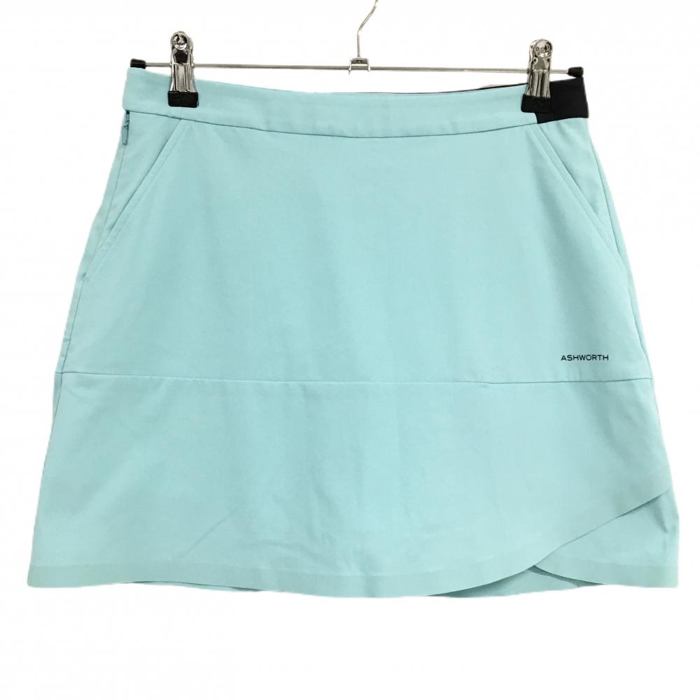【美品】アシュワース スカート ライトブルー×黒 内側インナーパンツ 中国モデル レディース 2(M) ゴルフウェア ASHWORTH
