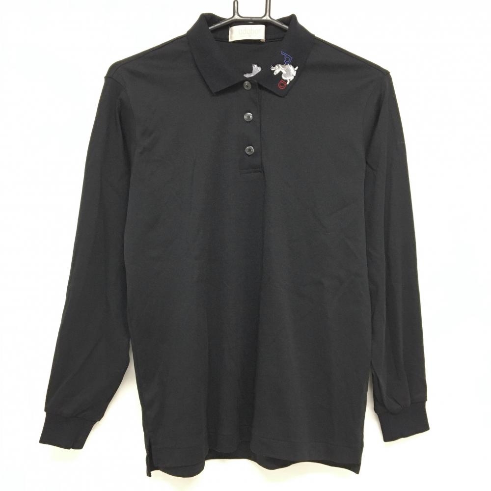 アダバット 長袖ポロシャツ 黒 後ろロゴ犬  レディース I(M) ゴルフウェア adabat